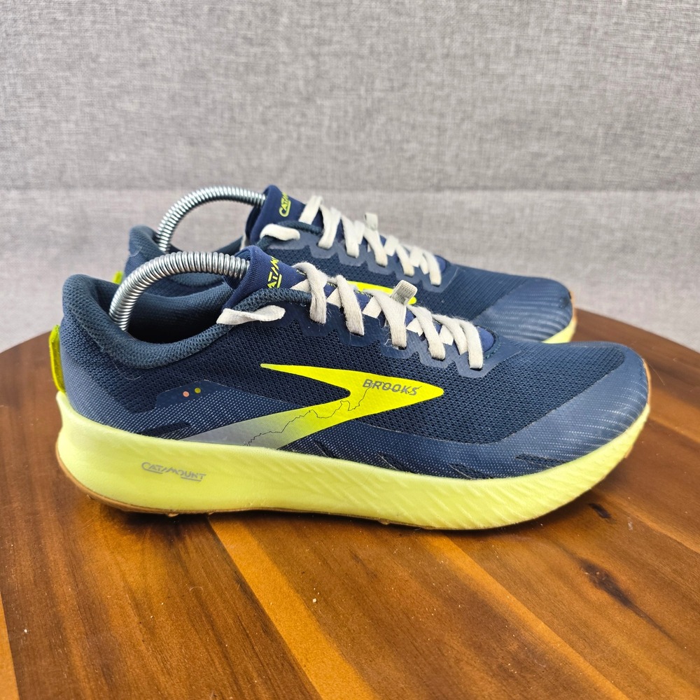 Brooks Catamount Running Shoes Blue Yellow Mens‎ US 8.5 Trail Athletic Sneakers